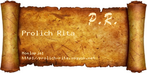 Prolich Rita névjegykártya